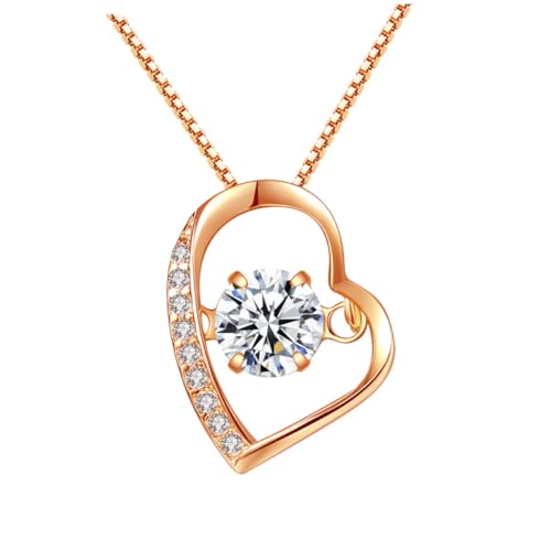 TOVINANNA Herzförmige Halskette Damen Silber Rosegold Zirkonia Anhänger Eleganter Schmuck für Party Alltag von TOVINANNA
