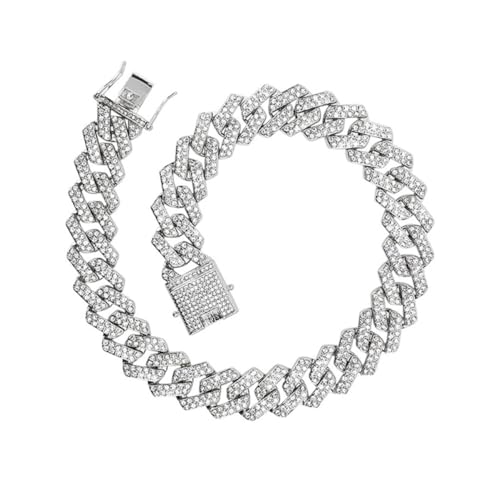 TOVINANNA Hip Hop Herren Armband mit Rhinestones Silberne Link Kette für Männer Langlebiges und Leichtes Design Perfektes Schmuckstück für Punk und Hip Hop von TOVINANNA