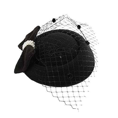 TOVINANNA Bridal Hat Barrette Elegante Haarnadel Mit Spitzen-bowknot Für Frauen Perfektes Haaraccessoire Für Hochzeiten Und Bankette Schwarz von TOVINANNA