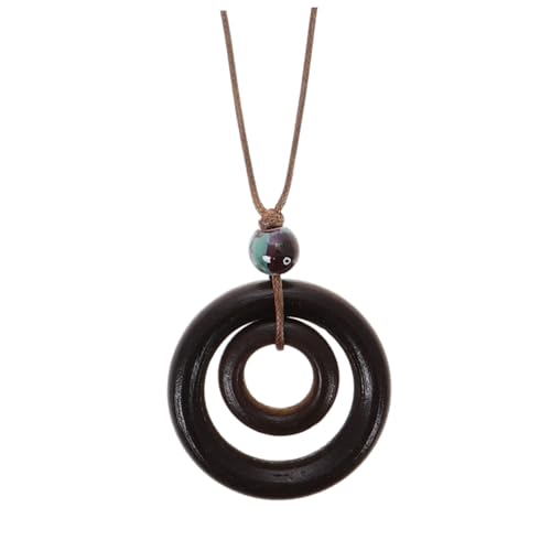 TOVINANNA Holzring Halskette für Damen Vintage Anhänger Kette mit Doppeltem Holzring Boho Schmuck für Besondere Anlässe und Rustikal für Outfit TOVINANNA Holzring Halskette für Damen Vintage Anhänger Kette mit Doppeltem Holzring Boho Schmuck für Besondere Anlässe und Rustikal für Outfit von TOVINANNA