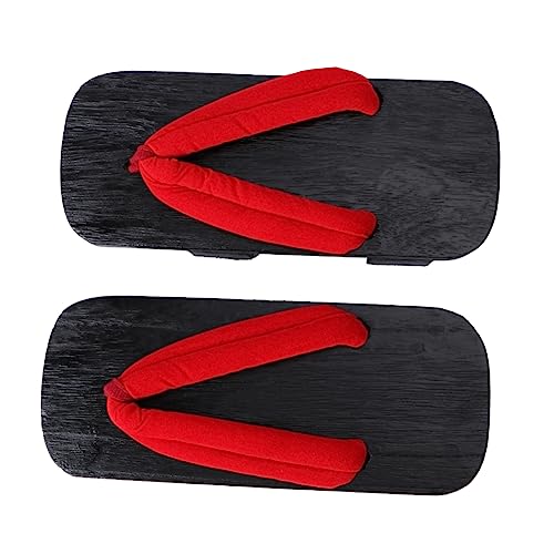 TOVINANNA Japanische Clogs Sommer Holzpantoletten Damen Flops mit Streifen Bequeme Slip Sandalen Passend für Fußlänge Freizeit Hausschuhe von TOVINANNA