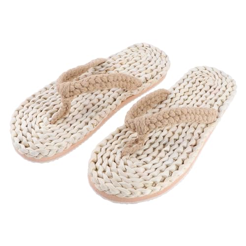 TOVINANNA Japanische Retro Slipper Damen Herren Gewebt Traditionell Robust Modisch Hausschuhe Gelb Passend zu Röcken Hosen für Alltag und Freizeit Zufällige Farbe Zufällige Farbe von TOVINANNA