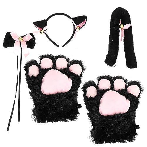 TOVINANNA 1satz Cat Cosplay Set Mit Katzenohren Pfoten Und Fliege Für Damen Für Karneval Halloween Und Cosplay-partys Teiliges Set Schwarz Einzigartiges Partyzubehör Für Unvergessliche von TOVINANNA
