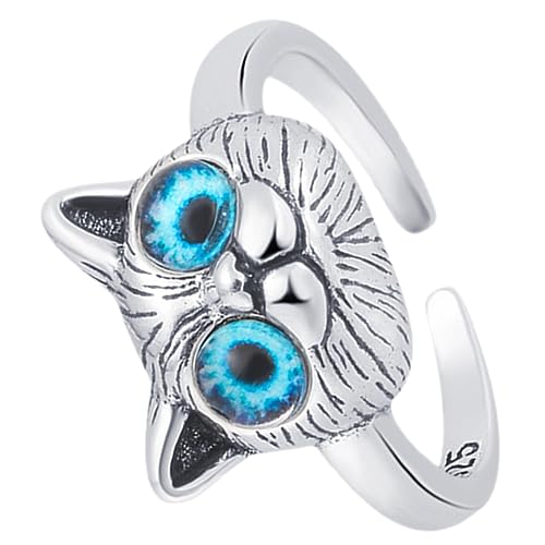 TOVINANNA Katzenring Verstellbarer Fingerring für Frauen Offener Damenring Modischer Ringschmuck Kreativer Katzenring Niedlicher Ring für Mädchen von TOVINANNA
