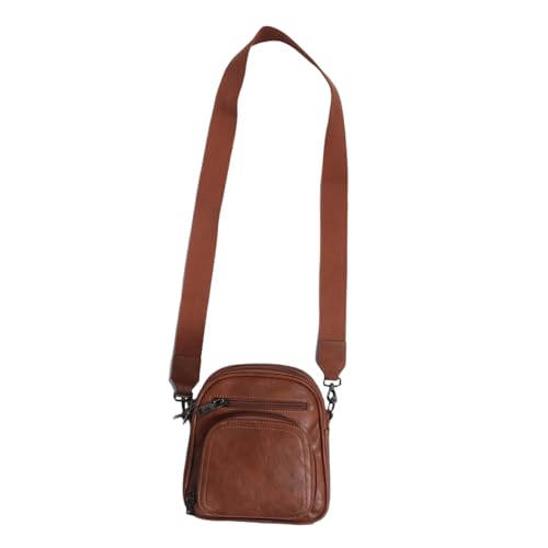 TOVINANNA Kleine PU Crossbody Tasche Damen mit Kartenfächern Verstellbarem Riemen Schlankes Handyportemonnaie für Alltag und Reisen Multifunktionale Schultertasche in Gelbbraun von TOVINANNA