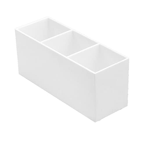 TOVINANNA 1stück Drei-fächer Make-up Pinsel Aufbewahrungsbox Praktische Kosmetische Organizer Für Schreibtisch Eyeliner Lippenstift Und Bürobedarf Weiß Für Zuhause Und Büro von TOVINANNA
