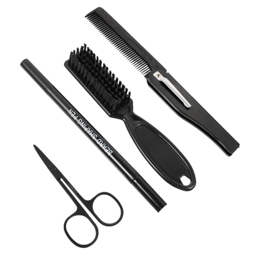 TOVINANNA 4stücke Herren Bart Styling Set Teiliges Set Mit Bartstift Pinsel Schere Und Faltkamm Für Präzises Styling Und Pflege Von Gesichtshaare Ergonomisches Design Hautfreundlich Und von TOVINANNA