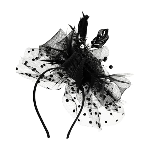 TOVINANNA Kopfbedeckung Für Damen Mit Federblumen Und Perlen Stirnband Für Hochzeit Und Party Vintage Haarschmuck Aus Mesh Und von TOVINANNA