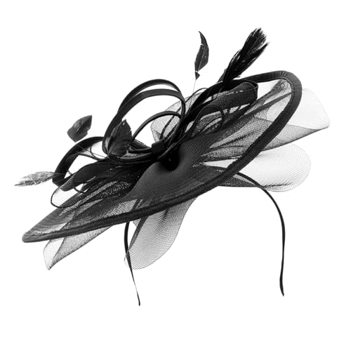 TOVINANNA Fascinator Haarschmuck Mit Quills Und Blumen Für Hochzeiten Teepartys Und Besondere Anlässe Haarband Für Schwarz von TOVINANNA