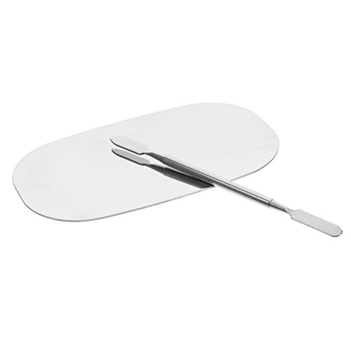 TOVINANNA Kosmetik Mischen Tablett Aus Edelstahl Mit Spatel Für Make-up Und Nail Art Tragbar Und Vielseitig Einsetzbar Für Foundation Lidschatten Und Mehr von TOVINANNA