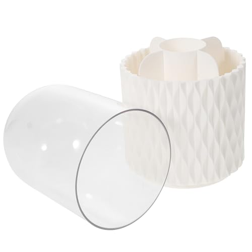 TOVINANNA Desktop Makeup Brush Holder Organizer Rotierender Kosmetikbehälter Mit Deckel Für Pinsel Stifte Und Kleine Gegenstände Für Schminktische Und Schreibtische von TOVINANNA