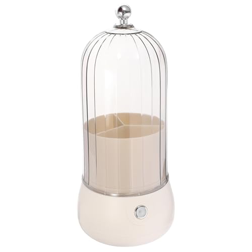 TOVINANNA Desk Makeup Brush Holder Stylischer Organizer Für Schminkpinsel Und Stifte Mit Staubschutzdeckel Praktischer Aufbewahrungslösung Für Schminktisch Oder Büro Cremefarbe von TOVINANNA