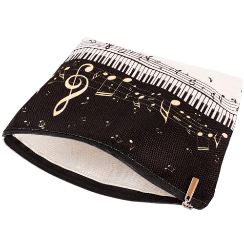 TOVINANNA Kosmetiktasche Aus Baumwollleinen mit Musik-Print Reißverschlusstasche Reise-kulturtasche für Damen von TOVINANNA