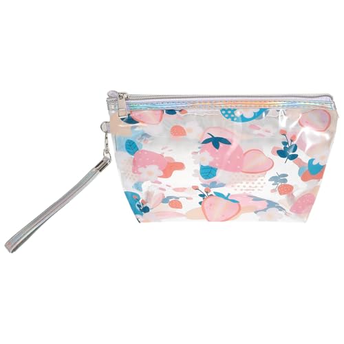 TOVINANNA Kosmetiktasche Mit Erdbeermuster Tragbarer Make-up-Beutel Reißverschlusstasche Transparenter Kulturbeutel Reise-Aufbewahrungstasche Für Damen von TOVINANNA