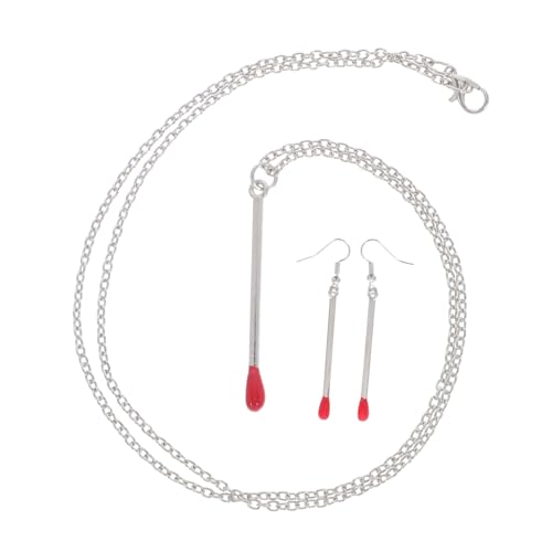 TOVINANNA Kreative Matchstick Ohrringe und Halskette Set Verspieltes Schmuckset für Frauen und Mädchen Modisches Accessoire für Alltag Party und Besondere Anlässe von TOVINANNA