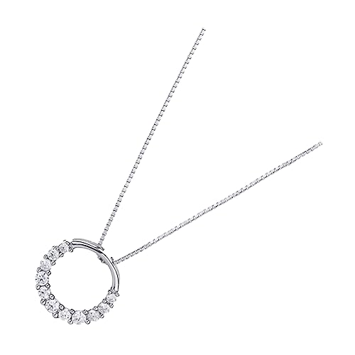 TOVINANNA Kreis Ring Halskette Silber mit Zirkonia Nackenkette für Damen Leichte Schlüsselbein Kette für Details und Design von TOVINANNA