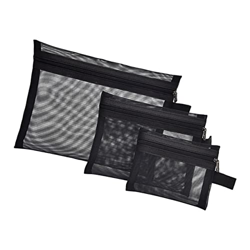 TOVINANNA 3 Stück Tragbare Make up Netztaschen Kosmetiktaschen Organizer Für Reisen Reißverschluss Großes Fassungsvermögen Für Damen von TOVINANNA