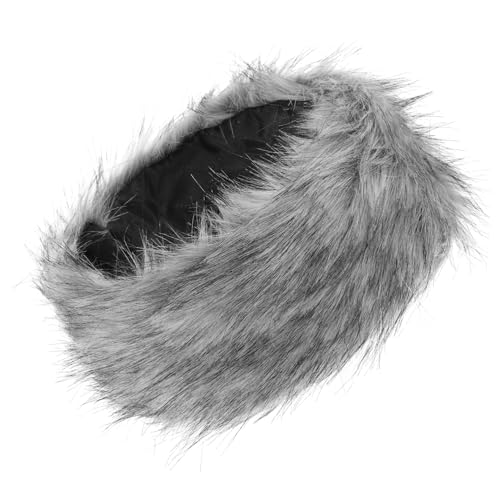 TOVINANNA Kunstpelz Haarband für Damen Warmes Winterstirnband Bequemes Elastisches Stirnband mit Schwarzer Spitze für Kalte Modisches Accessoire von TOVINANNA