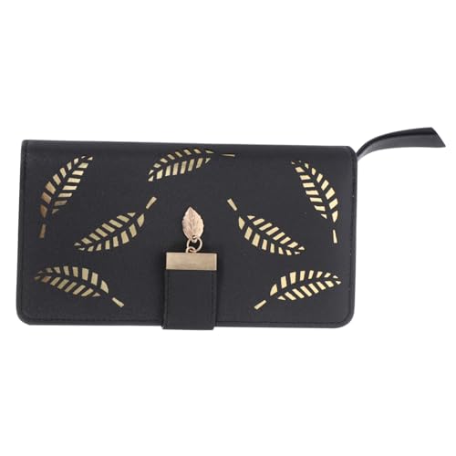 TOVINANNA Lange Damen Clutch Geldbörse aus hochwertigem Material mit Reißverschluss Modische Hohlblatt Verzierung Geräumig für Karten Münzen Bargeld Praktische Handtasche für Party Hochzeit von TOVINANNA