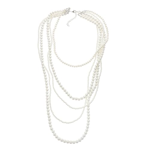 TOVINANNA Lange Mehrschichtige Glasperlen Halskette für Damen Bead Kette für Pullover Modischer Halsschmuck für Styles von TOVINANNA