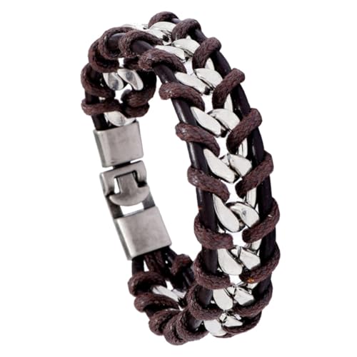 TOVINANNA Geflochtenes Lederarmband Für Männer Punk-stil Armband Mit Kette Handgelenksmanschette Für Herren Robust Und Leicht Vielseitig Tragbar Für Alltag Und Anlässe von TOVINANNA