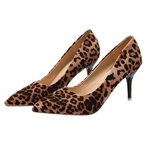 TOVINANNA Leopard Print High Heel Pumps Damen Spitz Zehen Single High Heels Leopardenmuster Schuhe für Party Hochzeit Büro und Alltag Damenschuhe von TOVINANNA
