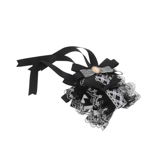 TOVINANNA Lolita-Stirnband haarschmuck Haarband aus Spitze mit Schleife Dienstmädchen-Kopfstück Cosplay-Stirnband Lolita-Kopfbedeckung Magd Kopfschmuck Bowknot-Haarband Stoff Schwarz von TOVINANNA