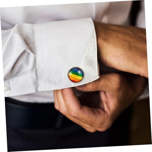 TOVINANNA Manschettenknöpfe für Herren Regenbogen Design Langlebig und Vielseitig Schmuckaccessoires für Hemd und Anzug Stilvolle Veredelung für Formelle und Anlässe von TOVINANNA
