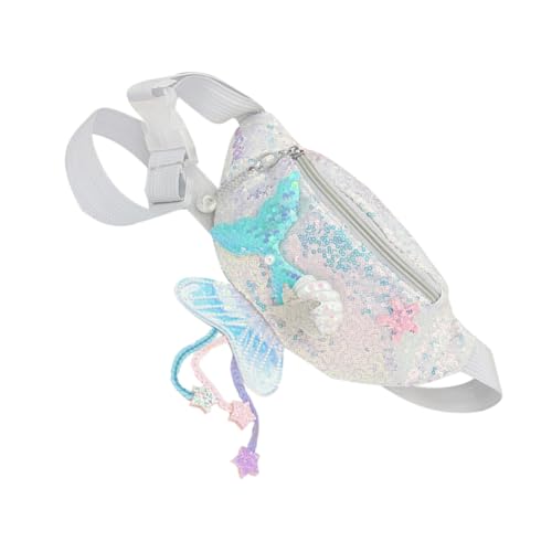 TOVINANNA Meerjungfrau Gürteltasche für Mädchen Glitzernde Pailletten Bauchtasche für Freizeit und Ausflüge Vielseitige Umhängetasche mit Praktischem Stauraum Silberfarben von TOVINANNA