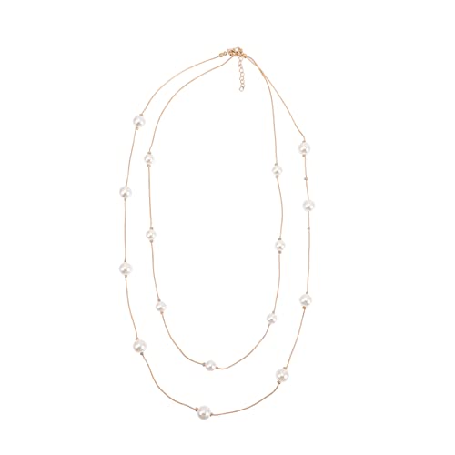 TOVINANNA Mehrlagige Perlenkette für Damen Langes Layering Schmuckstück Gold für Wie Hochzeit Geburtstag oder Valentinstag von TOVINANNA