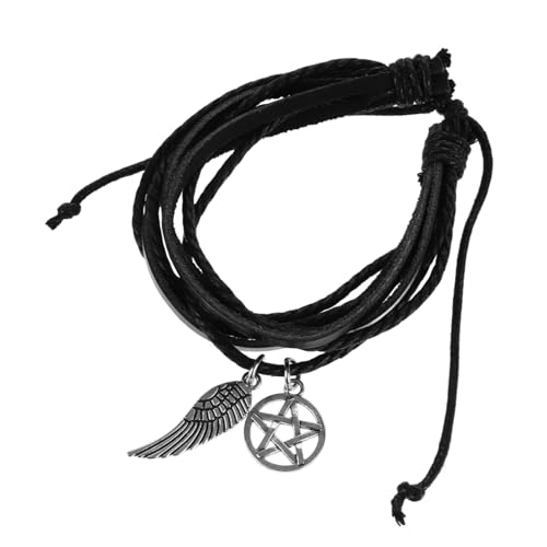 TOVINANNA Mehrlagiges Flügelarmband Mit Stern Anhänger Für Herren Gewebtes Handgelenkarmband Komfortabel Und Langlebig Trendiges Festivalarmband Für Männer Stylisches Accessoire von TOVINANNA
