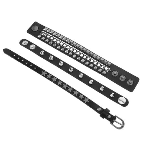TOVINANNA Mehrlagiges Punk Armband aus Kunstleder mit Nieten Verstellbares Goth Manschettenarmband für Männer und Frauen Komfortabel Langlebig für Halloween und Musikfestivals von TOVINANNA