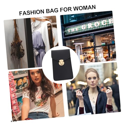 TOVINANNA Moderne Umhängetasche Damen mit Touchscreen Sperre Multifunktionale Handytasche und Münzbörse Schwarzes Kunstleder Transparenter Sichtfenster Abnehmbarer Schultergurt Langlebig von TOVINANNA