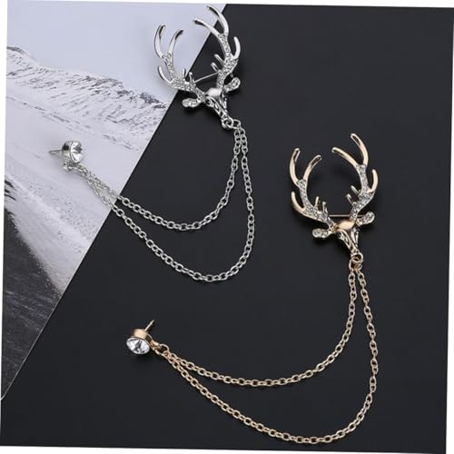 TOVINANNA Modische Herren Anstecknadel Brosche mit Hirschmotiv und Goldfarbener Hängender Kette Elegante Schmuckdekoration für Anzug und Business kleidung Stilvolles Accessoire für von TOVINANNA