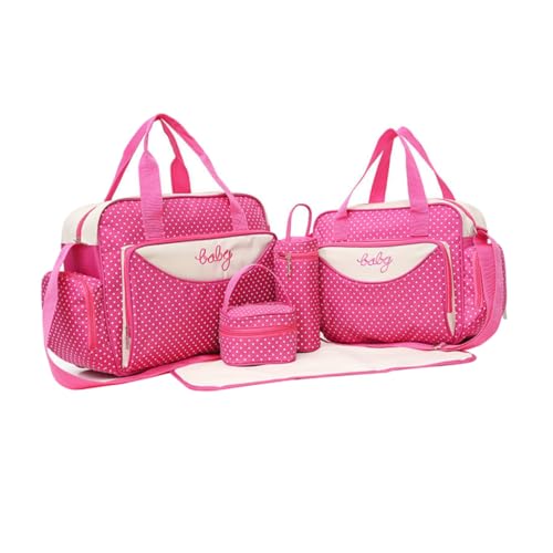 TOVINANNA Multifunktionale Mommy Tote mit Großer Kapazität in Pink Leichte Umhängetasche Damen mit Mehreren Fächern Stilvolle Wickeltasche für Mutter von TOVINANNA