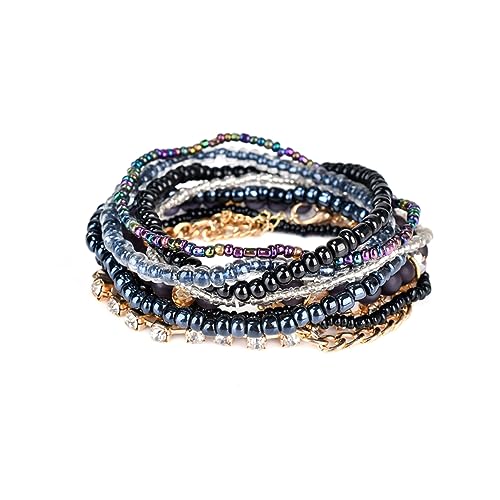 TOVINANNA Multilayer Perlenarmband mit Blattanhänger Elastisches Modisches Schmuckstück für Damen Leicht und Tragbar als für Freunde und Familie von TOVINANNA