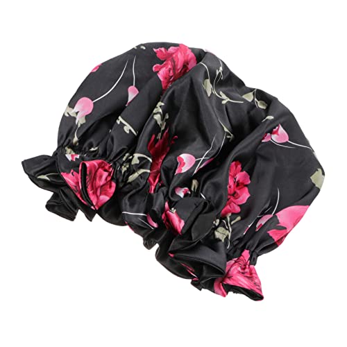 TOVINANNA Doppellagige Satinhaube für Damen Lockiges Haar Haarhaube Zum Schlafen Verstellbares Gummiband von TOVINANNA