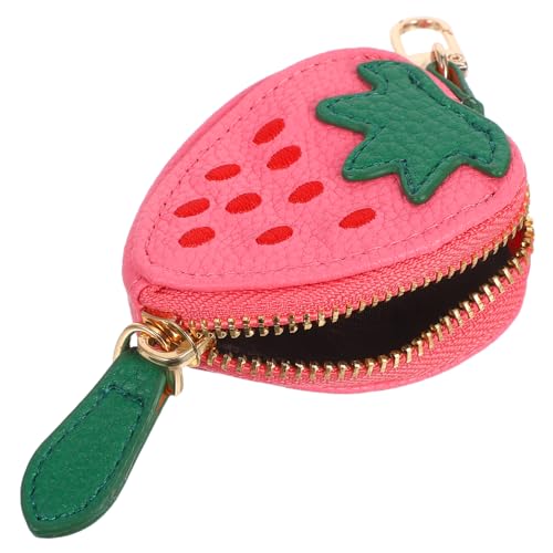 TOVINANNA Niedlicher Mini Zipper Geldbeutel für Frauen PU Anhänger Wallet mit Elegantem Erdbeerdesign für Reisen Einkäufe und Täglichen Gebrauch von TOVINANNA