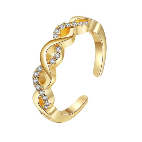 TOVINANNA Offener Ring für Damen mit Geflochtenem Design und Zirkonia Stilvolles Accessoire für Partys Hochzeiten und Alltag als für Frauen die Persönlichkeit und Schätzen von TOVINANNA