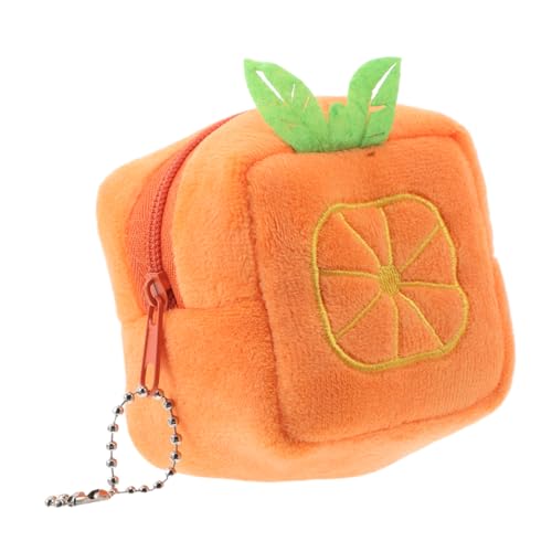 TOVINANNA Kawaii Orangefarbene Plüsch-geldbörse Für Mädchen Kleines Münztäschchen Mit Cartoon-schlüsselanhänger Praktische Make-up-Aufbewahrungstasche Mit Neuartigem Reißverschluss von TOVINANNA