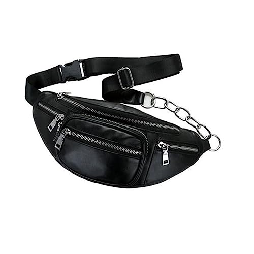 TOVINANNA PU Kette Damen Brusttasche Sportliche Umhängetasche Vielseitige Messenger Bag Schwarz für Outdoor Freizeit Shopping Reisen von TOVINANNA