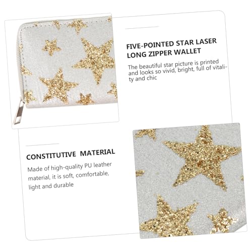 TOVINANNA PU Langbörse mit Sternenprägung Große Kapazität Reißverschluss Clutch Geldbörse für Damen Leicht Flexibel Modisch Vielseitig für Party Shopping und Reisen Karten Bargeldfach von TOVINANNA