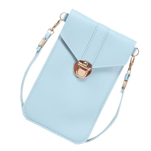 TOVINANNA PU Mini Umhängetasche Damen Retro Stil Leichte Crossbody Tasche mit Schlossverschluss Smartphone und Geldbeutel Kombination für Alltag und Reise in Himmelblau von TOVINANNA