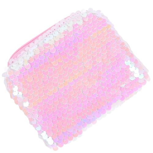 TOVINANNA Pailletten Geldbörse für Mädchen Pinke Umhängetasche mit Schultergurt Kleine Münzbörse für Reisen und zu Besonderen Anlässen von TOVINANNA