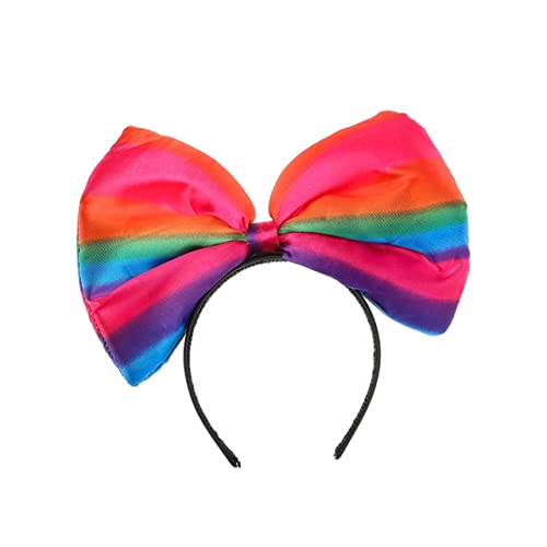 TOVINANNA Regenbogen Streifen Party Haarreif Mit Bowknot Kopfschmuck Für Performance Kopfbedeckung Haarschleife Zubehör Für Cosplay von TOVINANNA