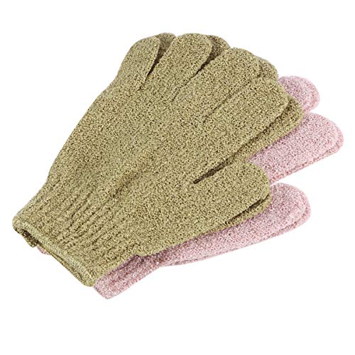 TOVINANNA 2paare Badehandschuhe Rückenmassagehandschuhe Körperwasch-schrubber Duschtücher Mit Fünf Fingern Körperpeeling Für Damen Herren Rosa Grün von TOVINANNA