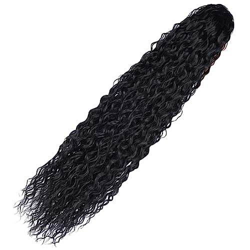 TOVINANNA Pferdeschwanzverlängerung Hitzebeständigem Weichem Haar Lockige -maßgeschneiderte Ponytail Haarverlängerung Für Damen Natürlichem Schwarz Für Vielseitige Stylings von TOVINANNA