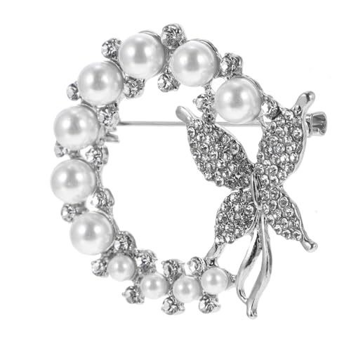TOVINANNA Perlenbrosche Schmetterling mit Strass Legierte Anstecknadel für Damen Eleganter Schmuck für Kleidung Schals Hüte und Taschen Modischer Broschen Clip Langlebig und Leicht von TOVINANNA
