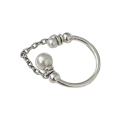 TOVINANNA Offener Perlenring Mit Perlenkette Für Frauen Verstellbarer Ring Für Mädchen von TOVINANNA