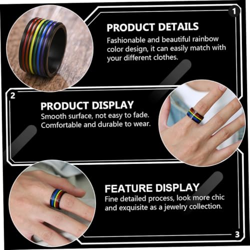 TOVINANNA Personality Lgbt Edelstahl Ring Rainbow Color Schmuck Herren Damen Verstellbarer Finger Schmuck Modisch Stilvoll als für Freunde Familie von TOVINANNA